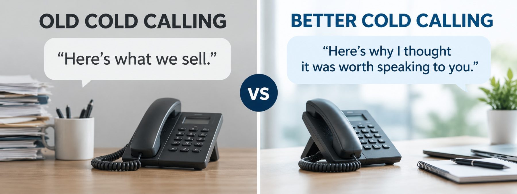 Old cold calling compared with a more relevant and targeted approach